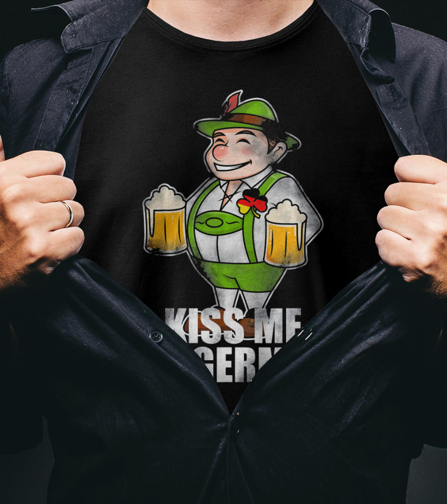 Kiss Me I'm German St Patrick's Day Lederhosen Beer T-Shirt