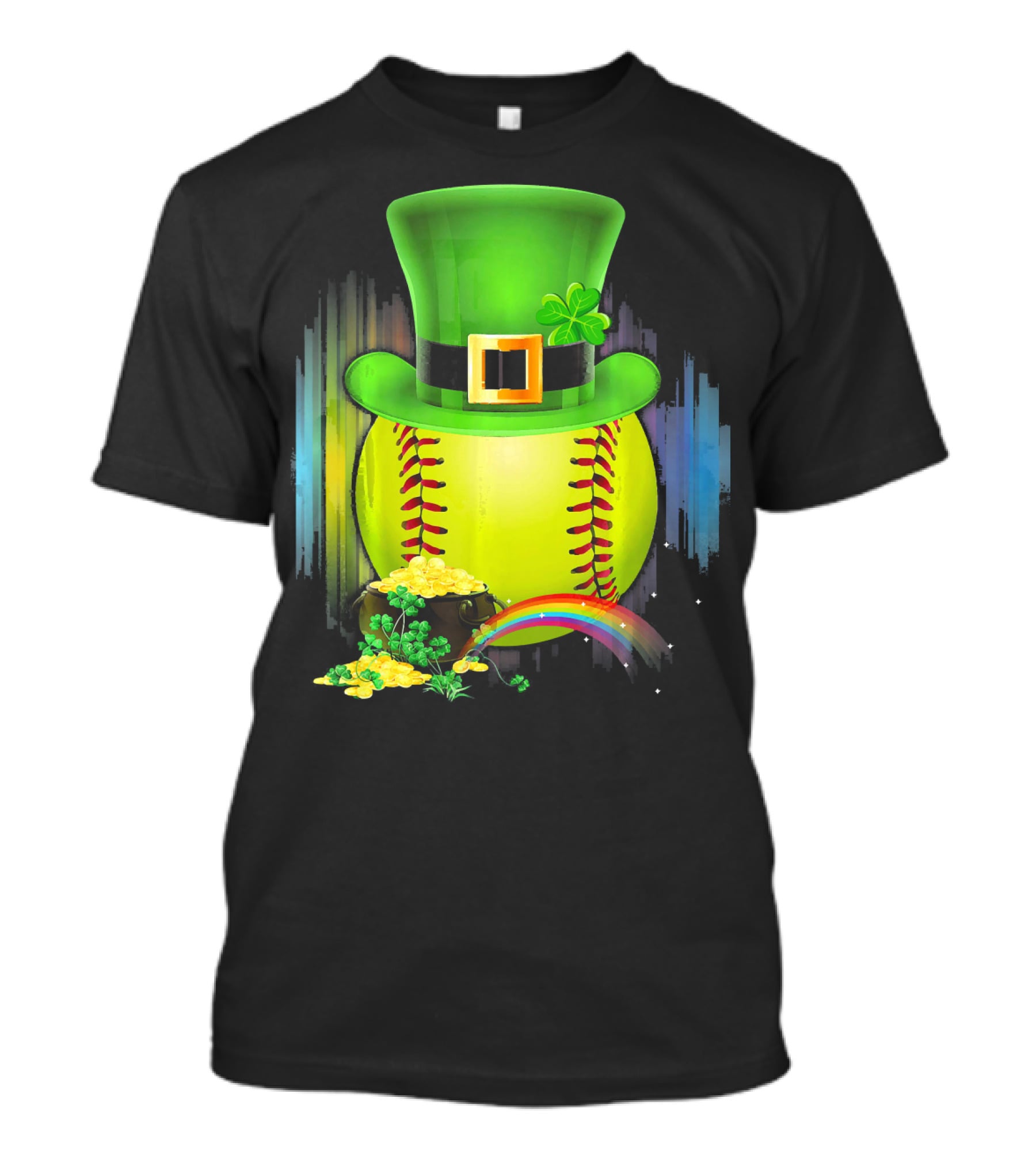 Leprechaun Softball St. Patrick's Day Coin Rainbow T-Shirt
