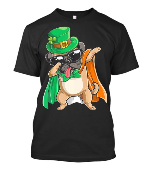 Dabbing Pug St Patrick's Day Leprechaun Hat Cape T-Shirt