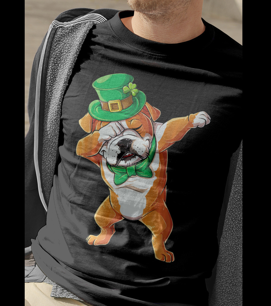 St. Patrick's Day Dabbing English Bulldog T-Shirt