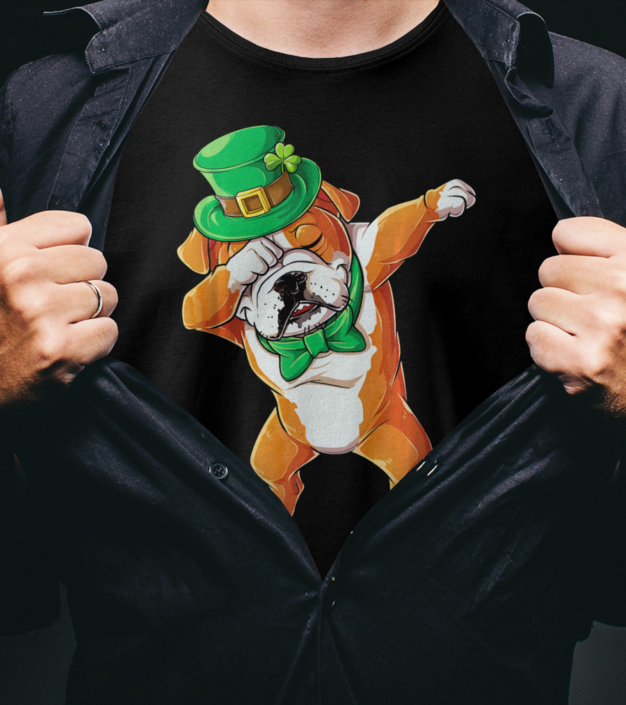 St. Patrick's Day Dabbing English Bulldog T-Shirt