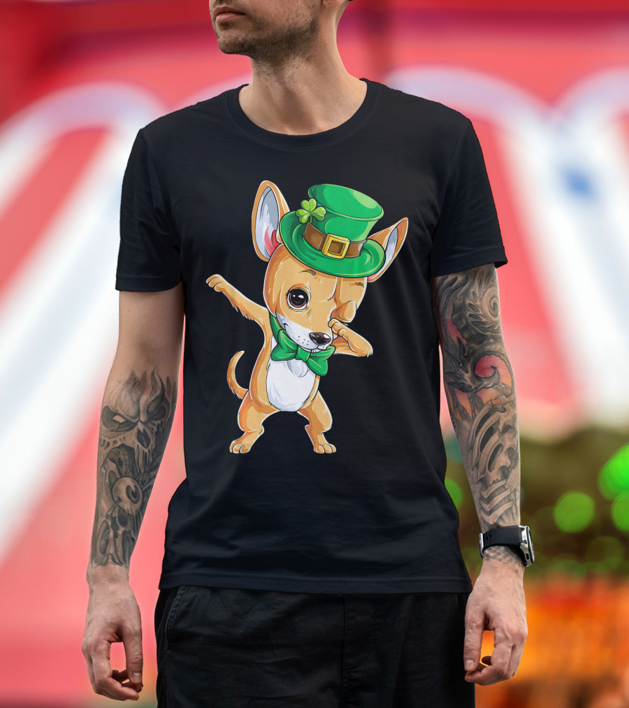 St. Patrick's Day Dabbing Chihuahua Leprechaun Hat T-Shirt