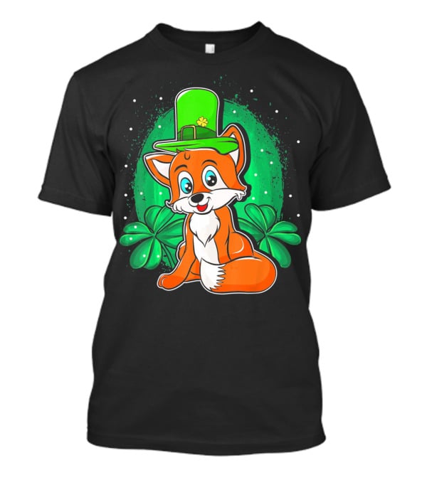 Four Leaf Clover Hat Fox Saint Patrick's Day T-Shirt