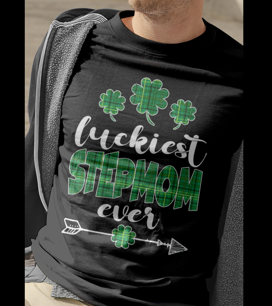 Luckiest Stepmom Ever Irish Stepmom Bear Matching St Patricks T-Shirt