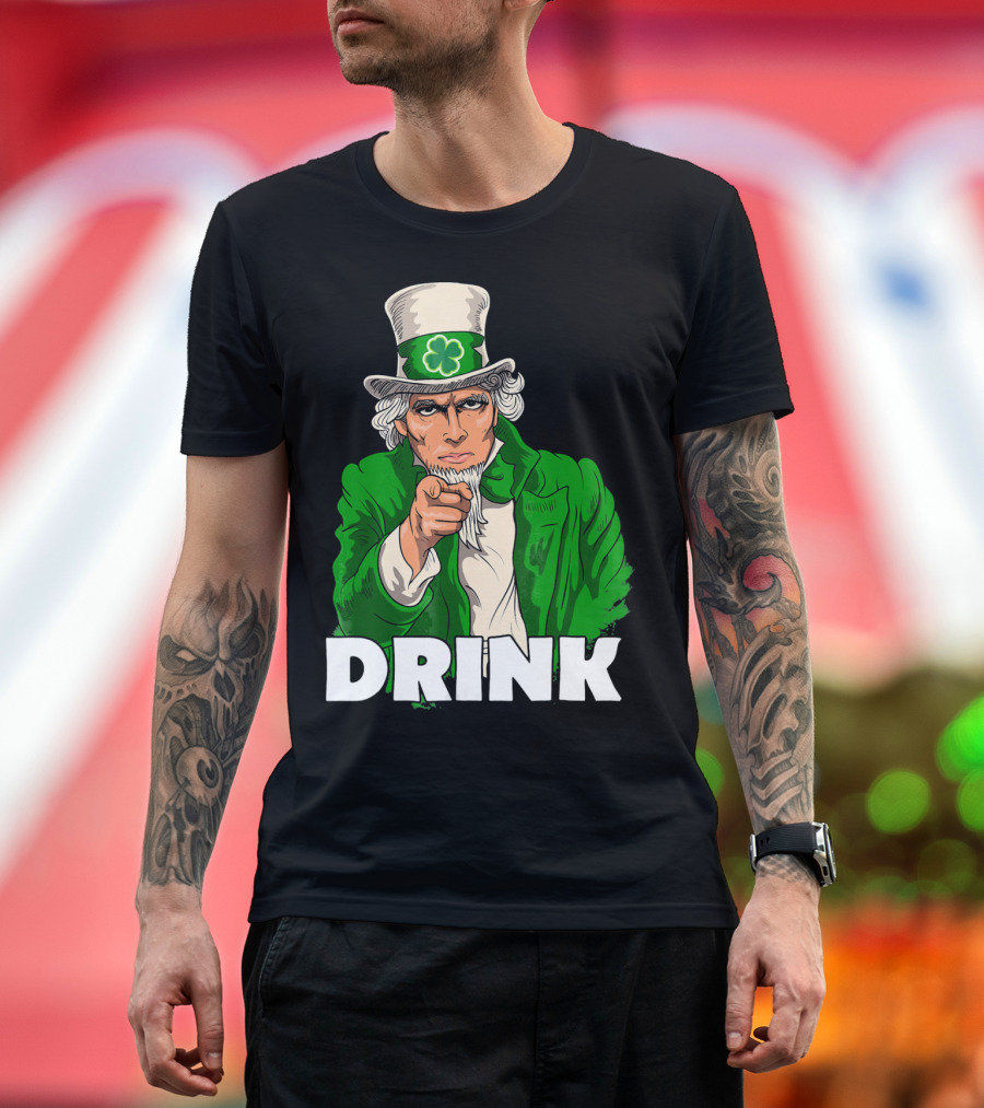 Irish Leprechaun Uncle Sam St Patricks Drink T-Shirt