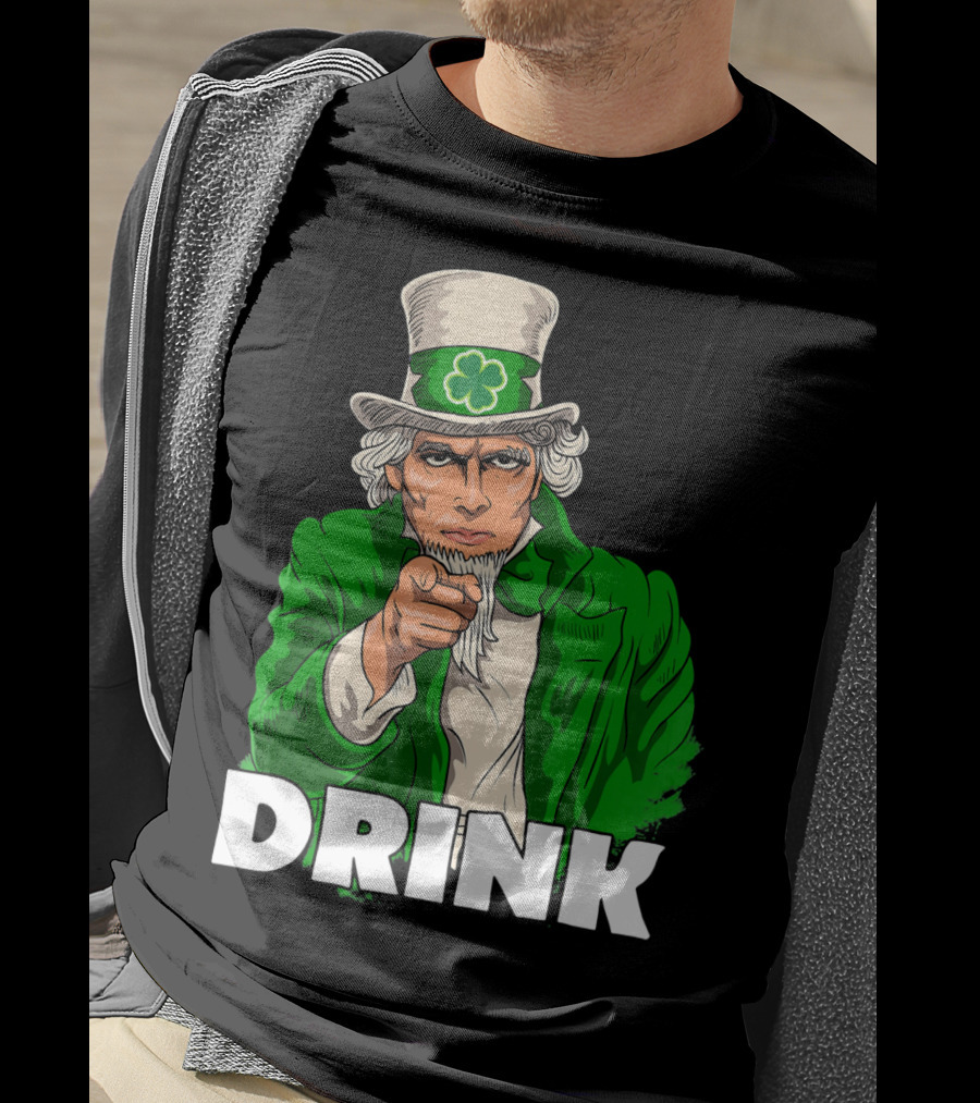 Irish Leprechaun Uncle Sam St Patricks Drink T-Shirt