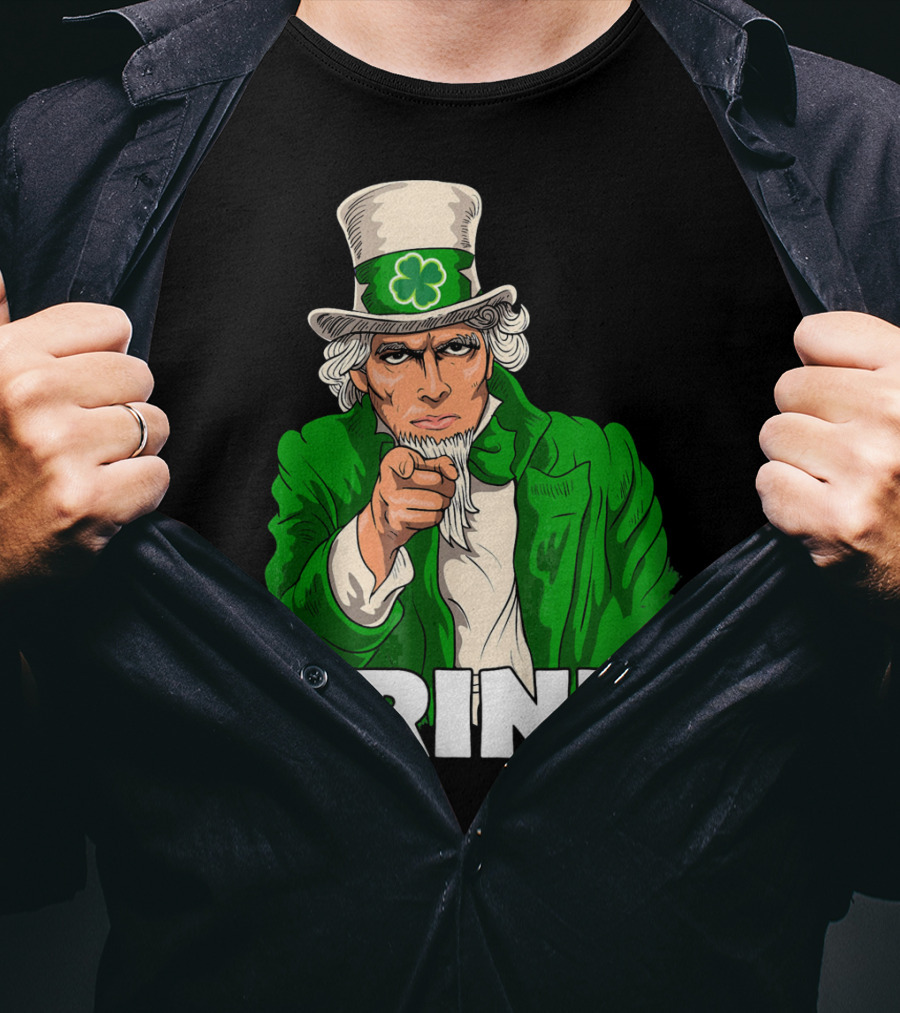 Irish Leprechaun Uncle Sam St Patricks Drink T-Shirt