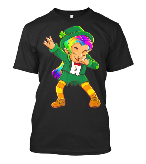 Dabbing Rainbow Leprechaun Girl St Patrick's Day T-Shirt