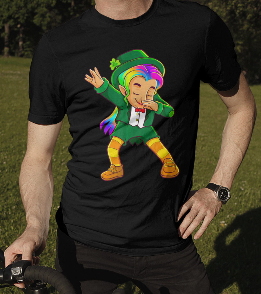 Dabbing Rainbow Leprechaun Girl St Patrick's Day T-Shirt