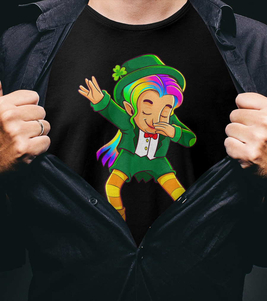 Dabbing Rainbow Leprechaun Girl St Patrick's Day T-Shirt
