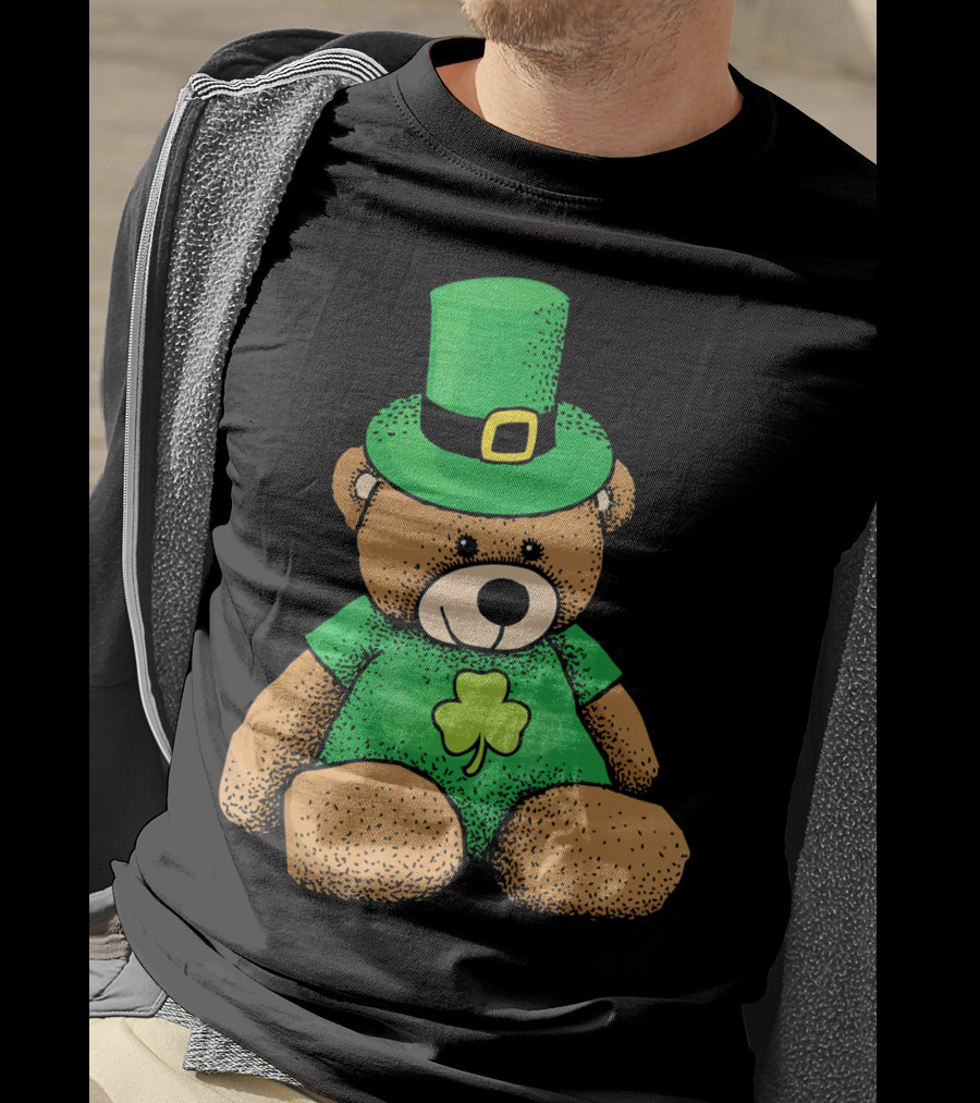 Irish Teddy Bear Shamrock Green Top Hat T-Shirt