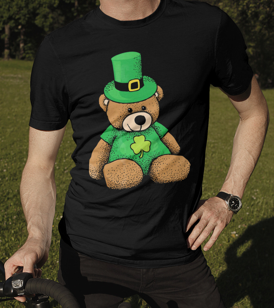 Irish Teddy Bear Shamrock Green Top Hat T-Shirt