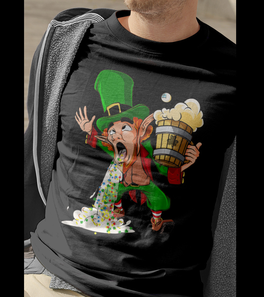 Funny Puking Leprechaun St Patrick's Day Beer T-Shirt