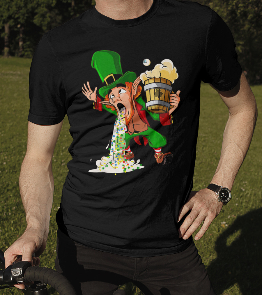 Funny Puking Leprechaun St Patrick's Day Beer T-Shirt