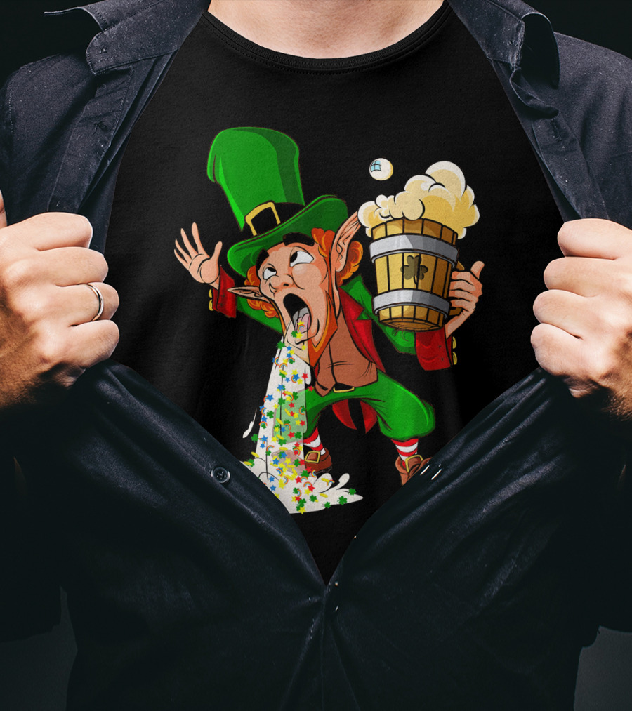 Funny Puking Leprechaun St Patrick's Day Beer T-Shirt