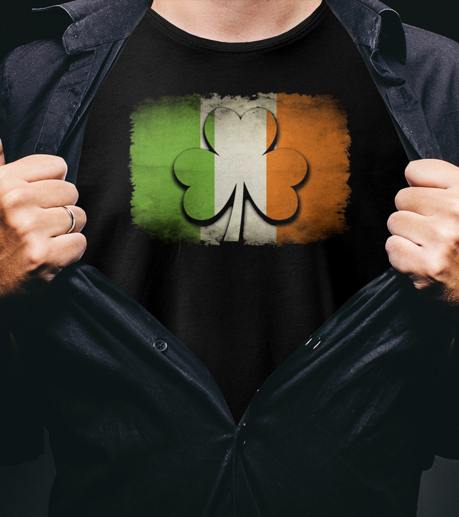 Irish Shamrock Flag Tricolor Emblem T-Shirt