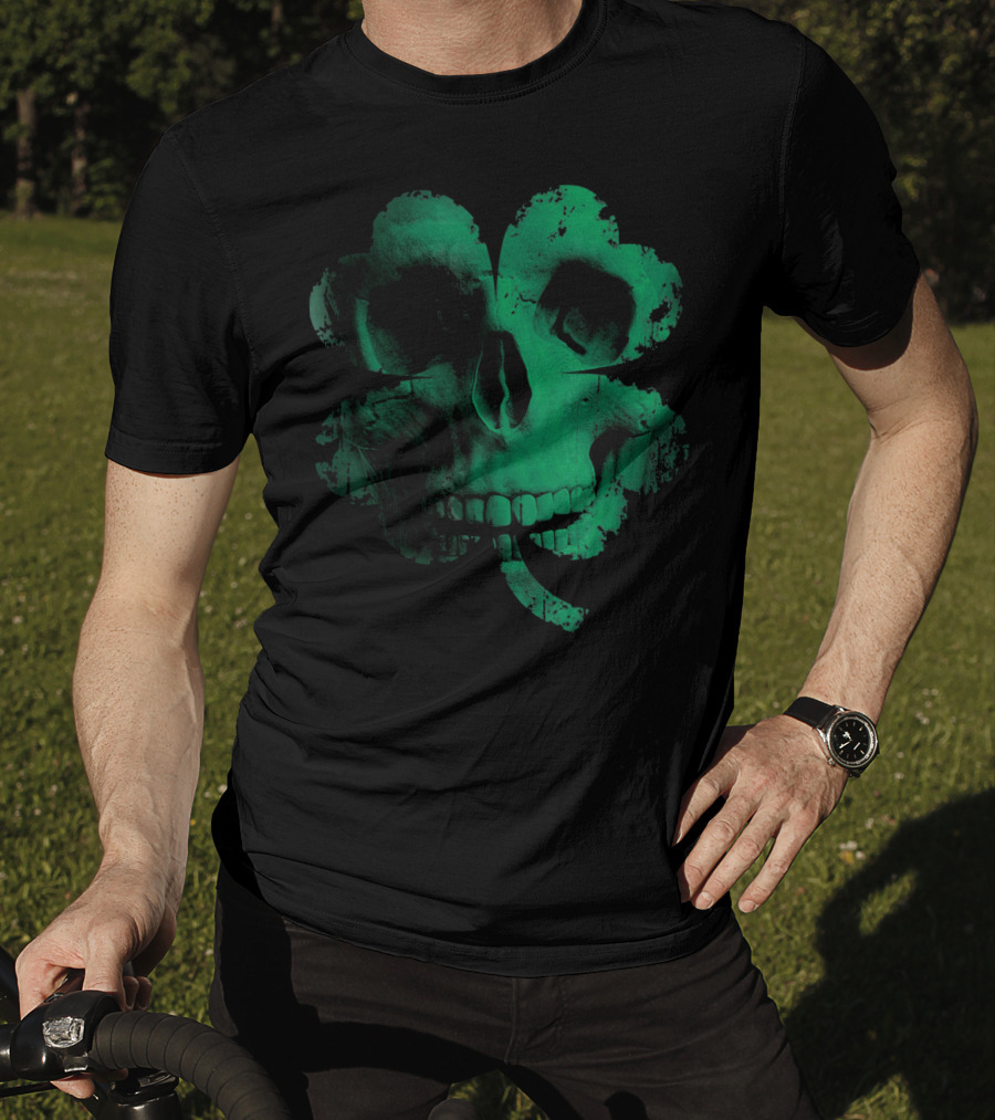 Shamrock Skull Irish Clover Skeleton T-Shirt