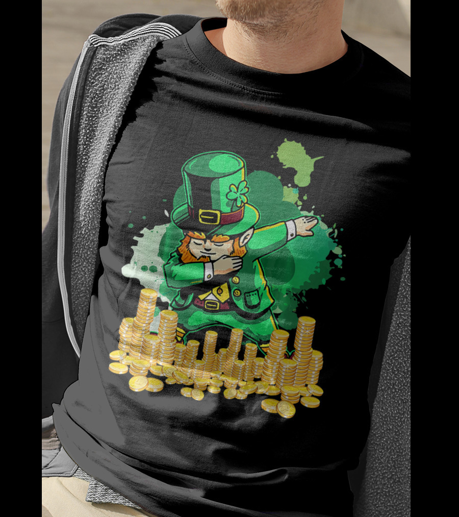 Dabbing Leprechaun And Gold Coins St. Patty's Day T-Shirt