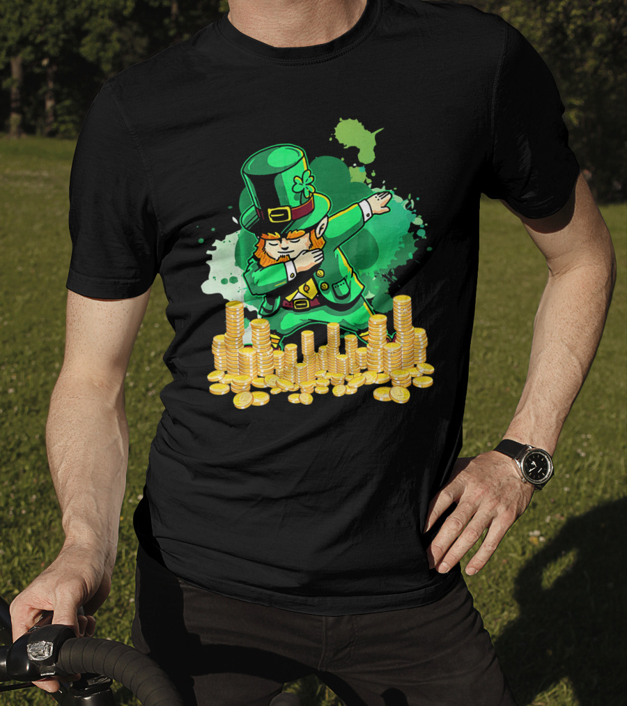 Dabbing Leprechaun And Gold Coins St. Patty's Day T-Shirt