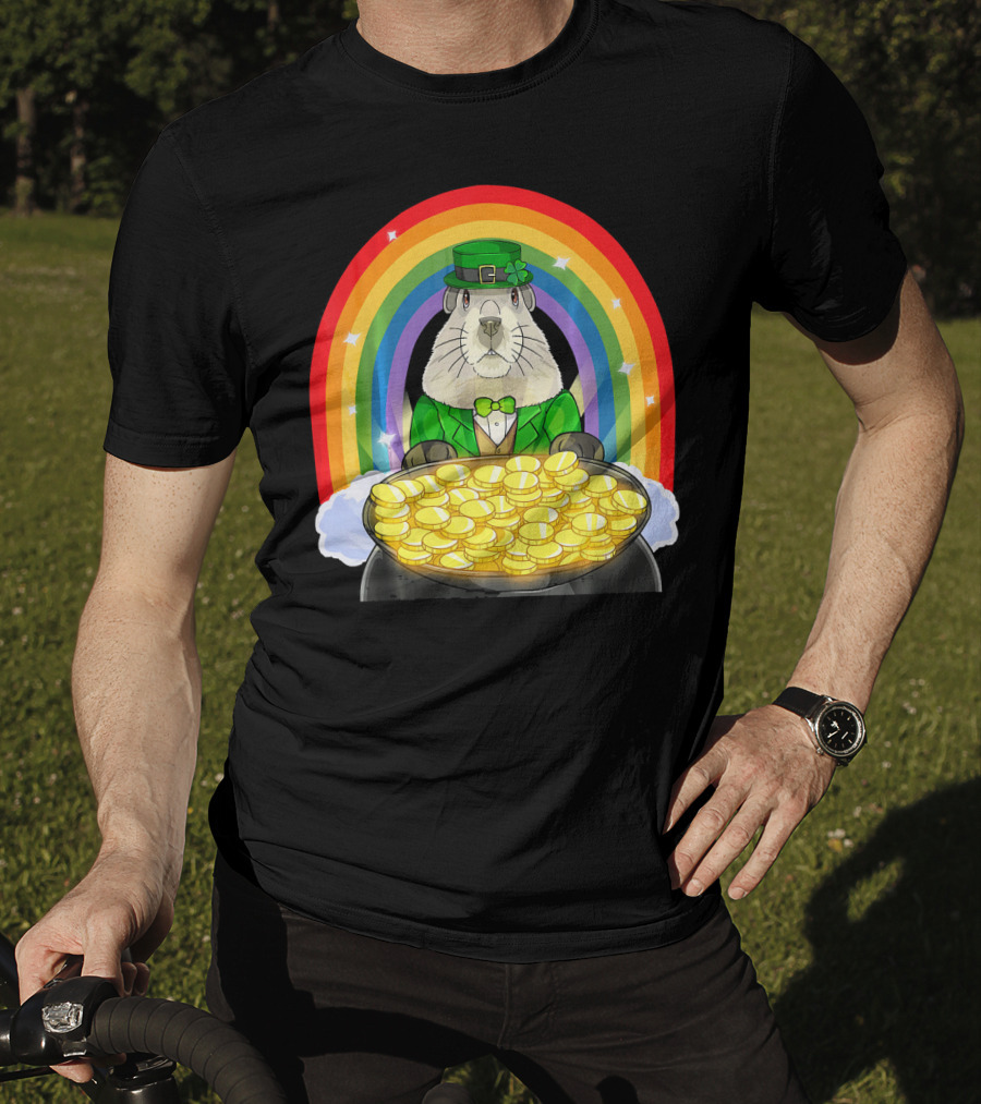 Groundhog Leprechaun Rainbow Gold St. Patrick's Day T-Shirt