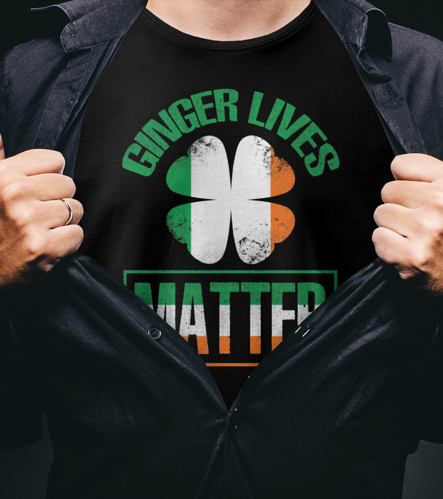 Ginger Lives Matter Irish Flag Shamrock T-Shirt