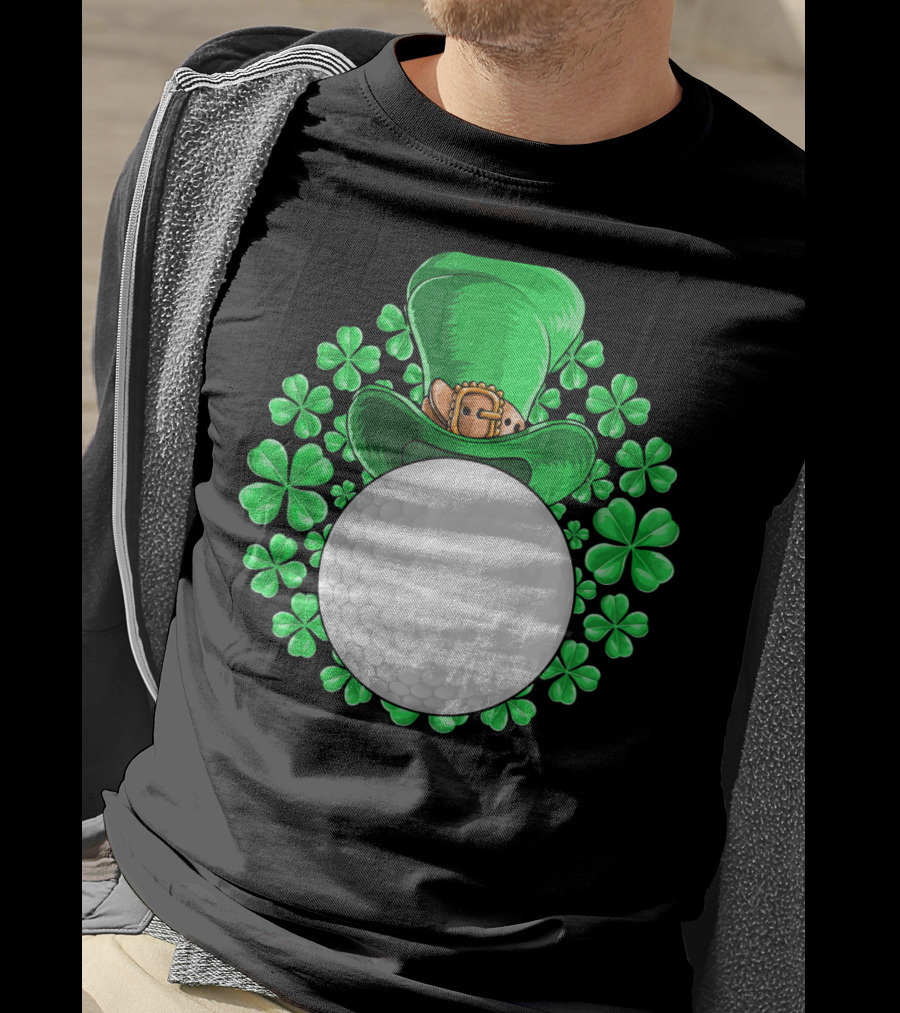 St Patricks Day Golfing Shamrock Hat Golf Ball T-Shirt