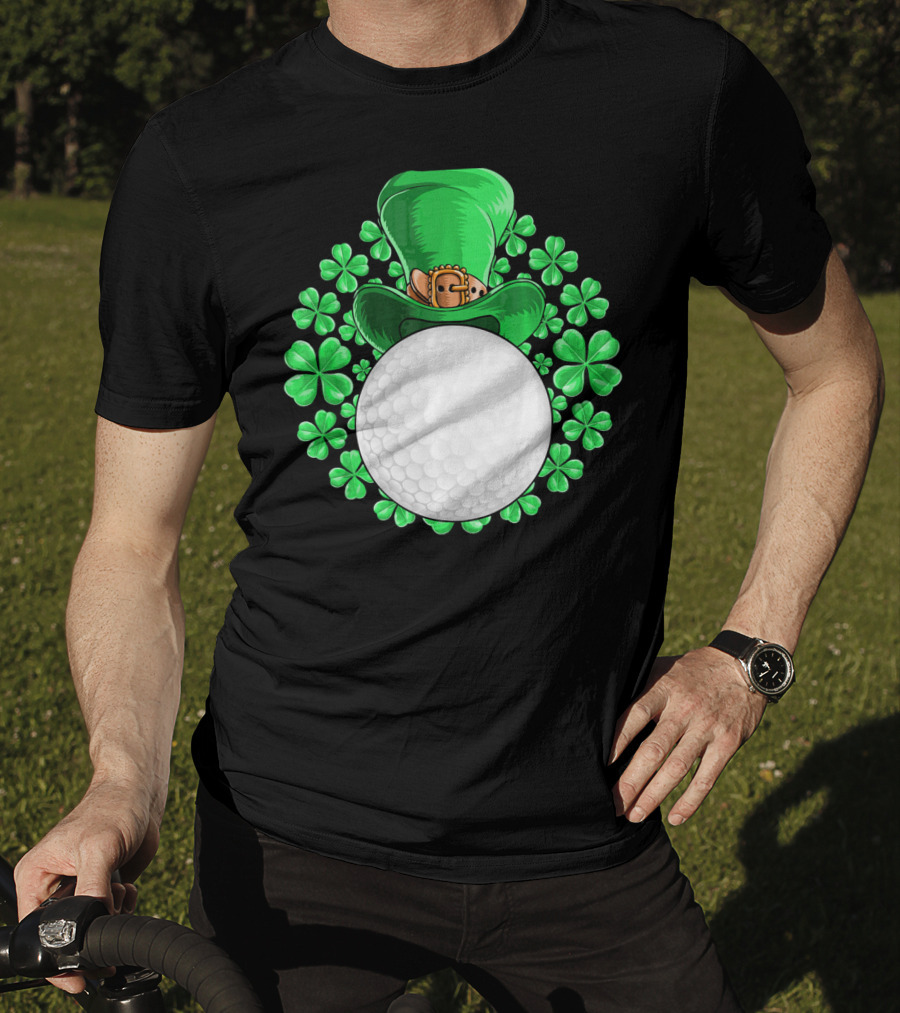 St Patricks Day Golfing Shamrock Hat Golf Ball T-Shirt
