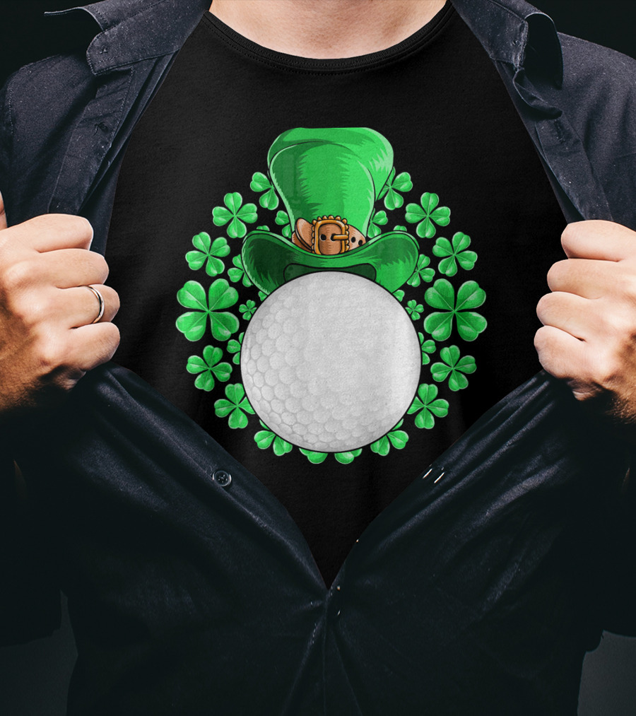 St Patricks Day Golfing Shamrock Hat Golf Ball T-Shirt