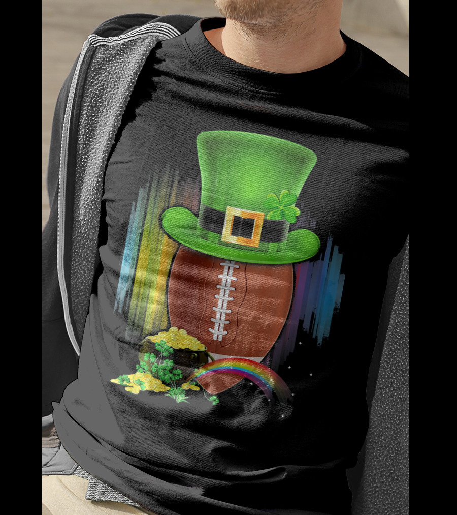 Saint Patricks Day Rugby Leprechaun Coin Rainbow T-Shirt