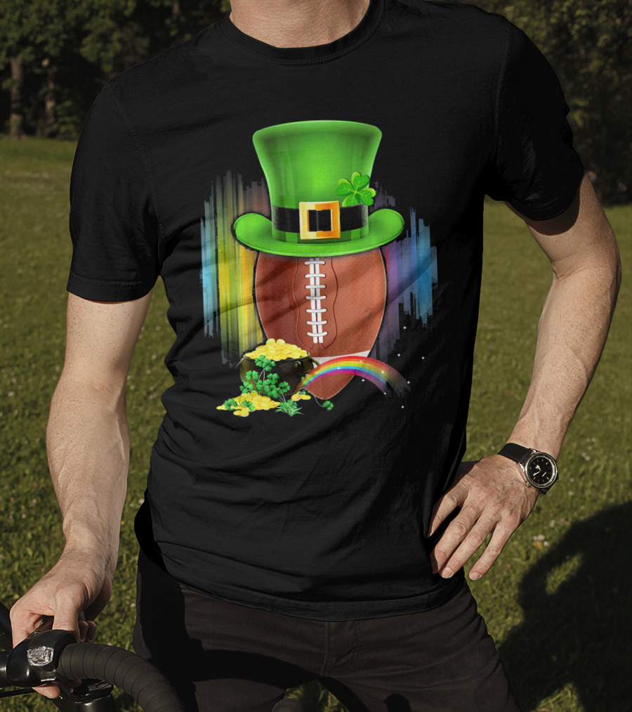 Saint Patricks Day Rugby Leprechaun Coin Rainbow T-Shirt
