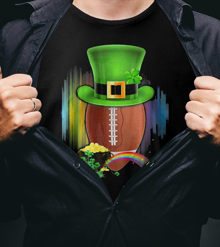 Saint Patricks Day Rugby Leprechaun Coin Rainbow T-Shirt