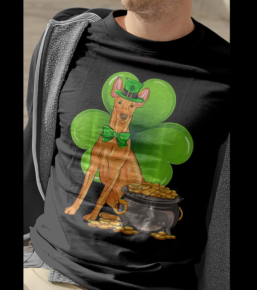 Pharaoh Hound St Patricks Day Leprechaun Clover Pot Of Gold T-Shirt