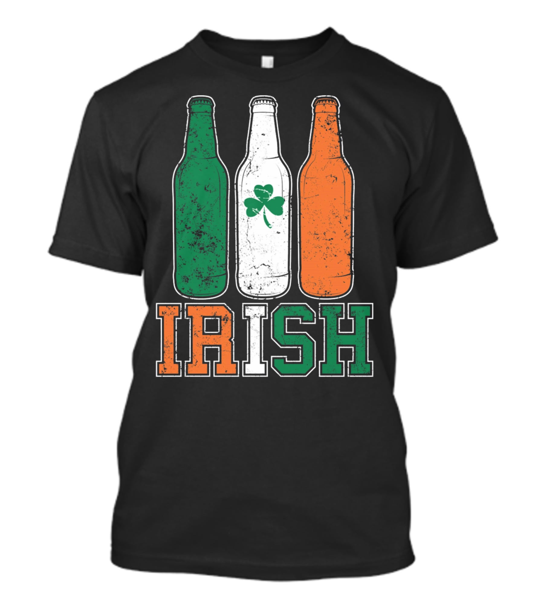IRISH St Paddys Day Drinking Bottles With Shamrock Flag T-Shirt