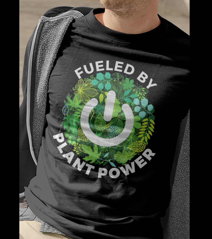 Fueled By Plant Power Eco Energy Symbol Vegetarian T-Shirt