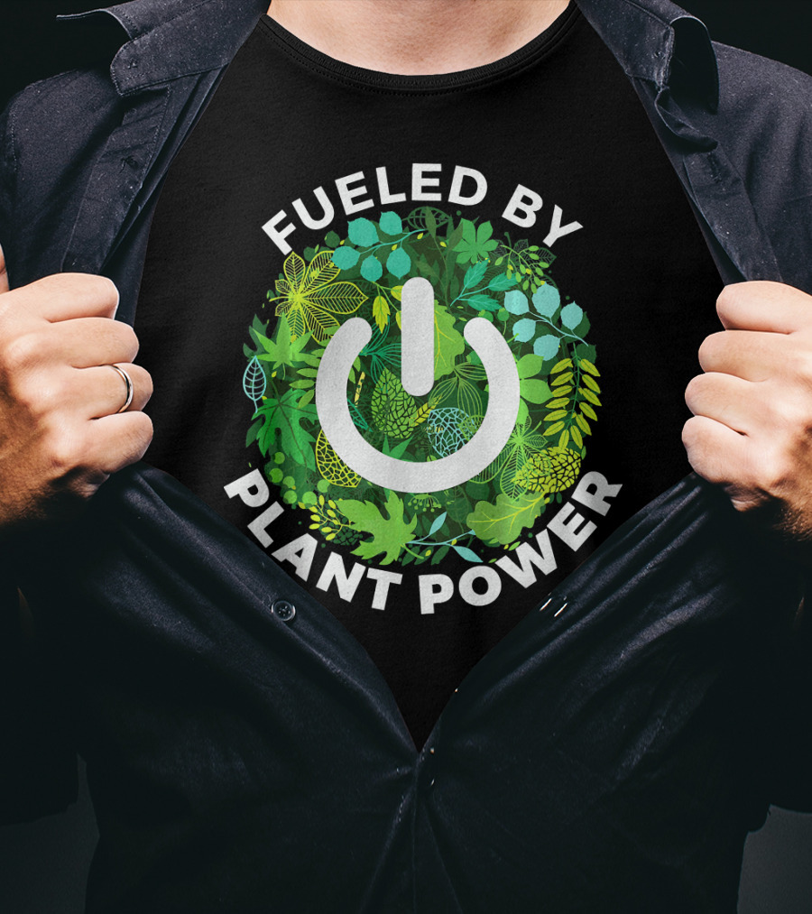 Fueled By Plant Power Eco Energy Symbol Vegetarian T-Shirt