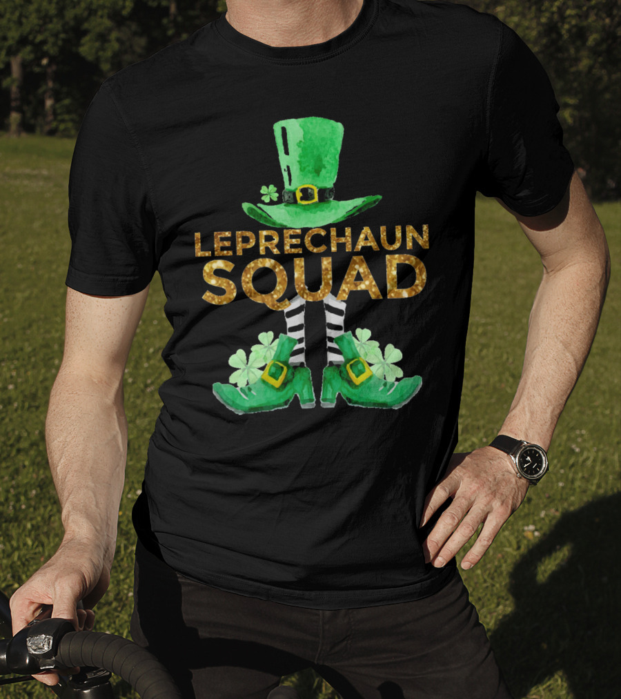 St Patricks Day Leprechaun Squad Gold Green Hat And Shoes T-Shirt