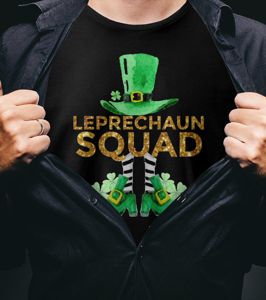 St Patricks Day Leprechaun Squad Gold Green Hat And Shoes T-Shirt