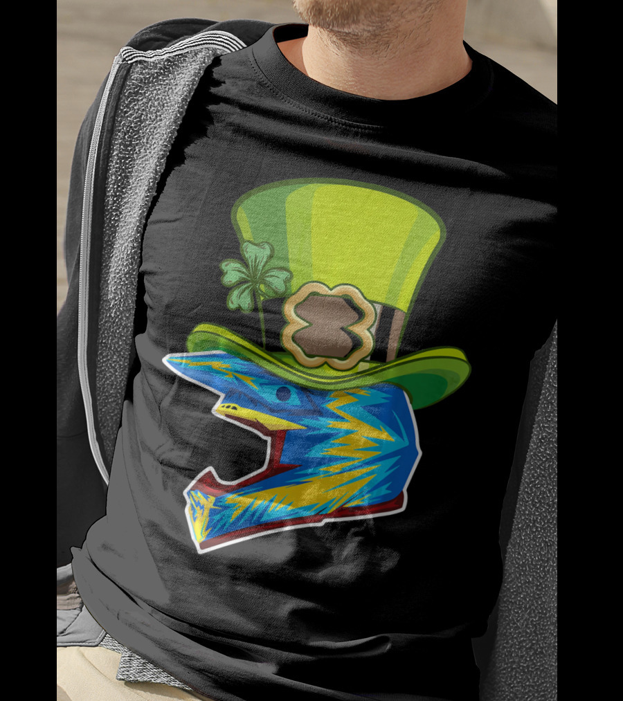 Motocross Leprechaun Shamrock Helmet T-Shirt