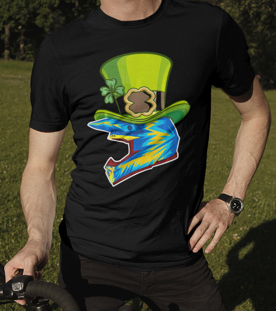 Motocross Leprechaun Shamrock Helmet T-Shirt
