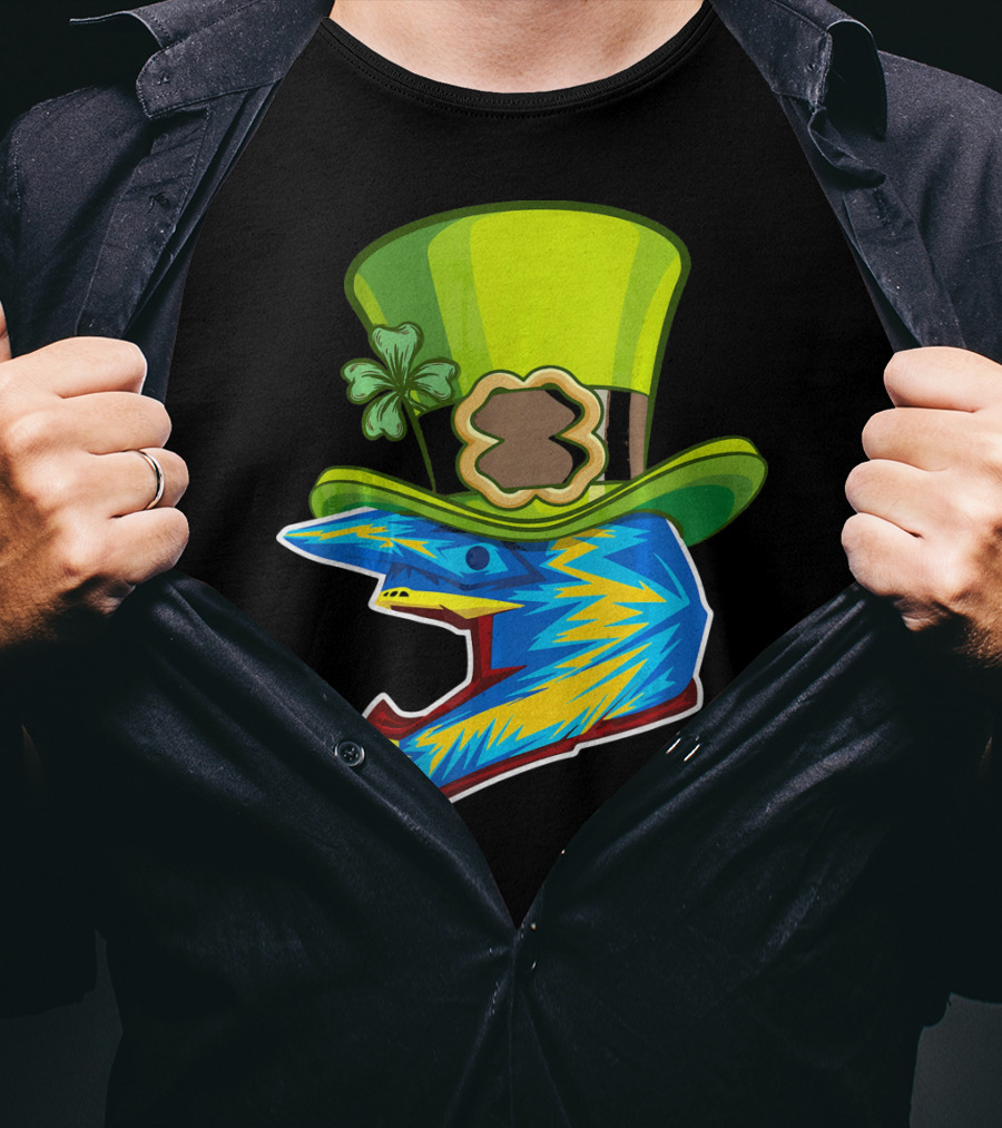 Motocross Leprechaun Shamrock Helmet T-Shirt