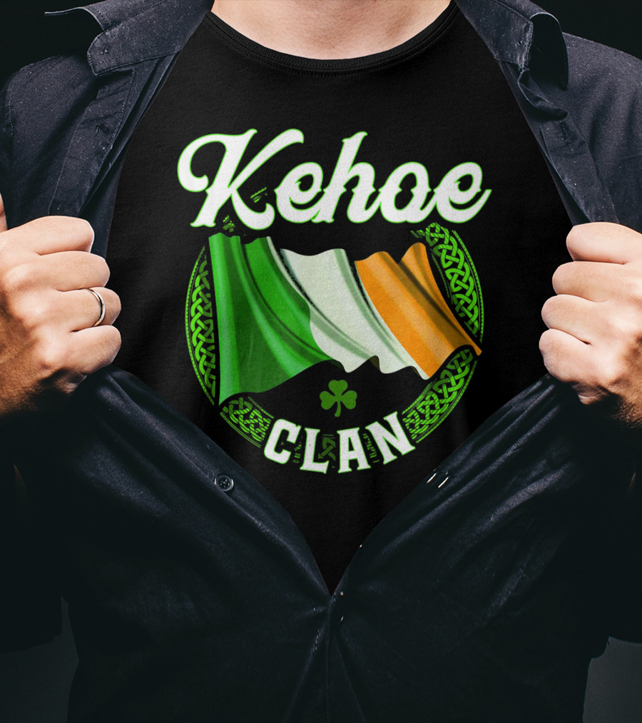 Kehoe Clan Irish Last Name Ireland Flag Shamrock T-Shirt