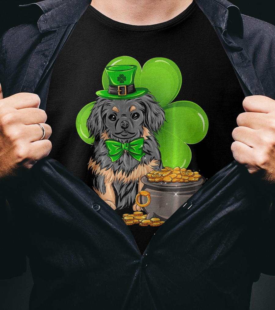 Pekingese St Patricks Day Leprechaun Dog Clover Hat Pot Of Gold T-Shirt