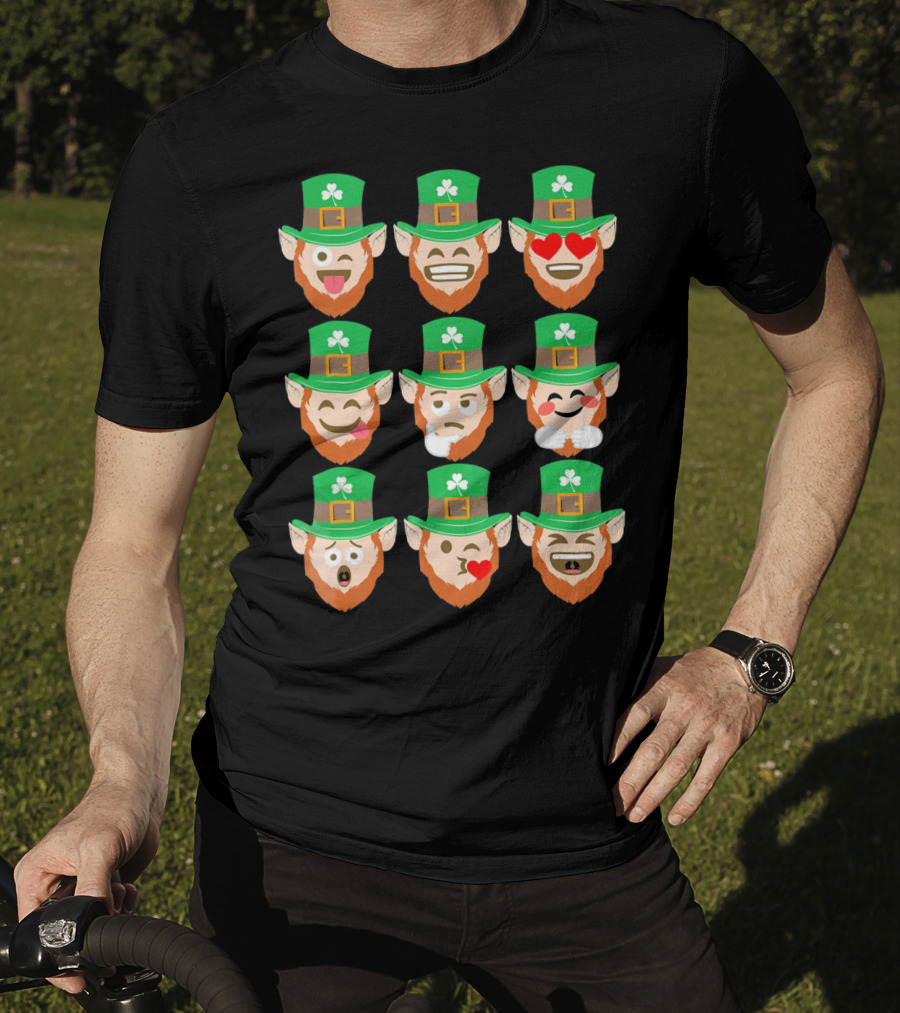 St. Patrick Day Emoji Funny Leprechaun Expressions T-Shirt