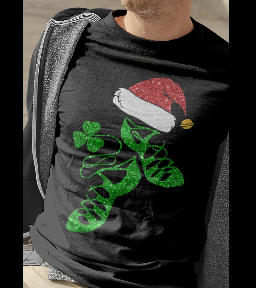 Santa Hat Irish Dance Shoes With Shamrock T-Shirt