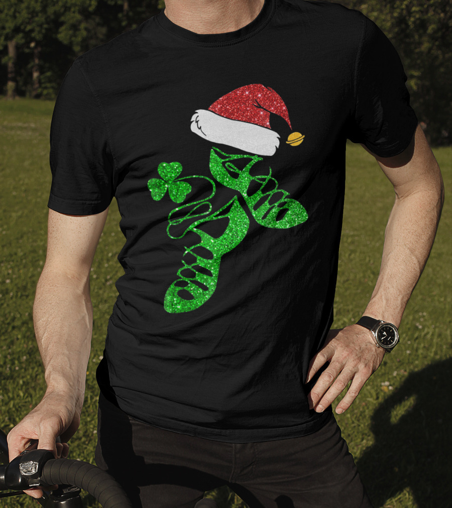 Santa Hat Irish Dance Shoes With Shamrock T-Shirt