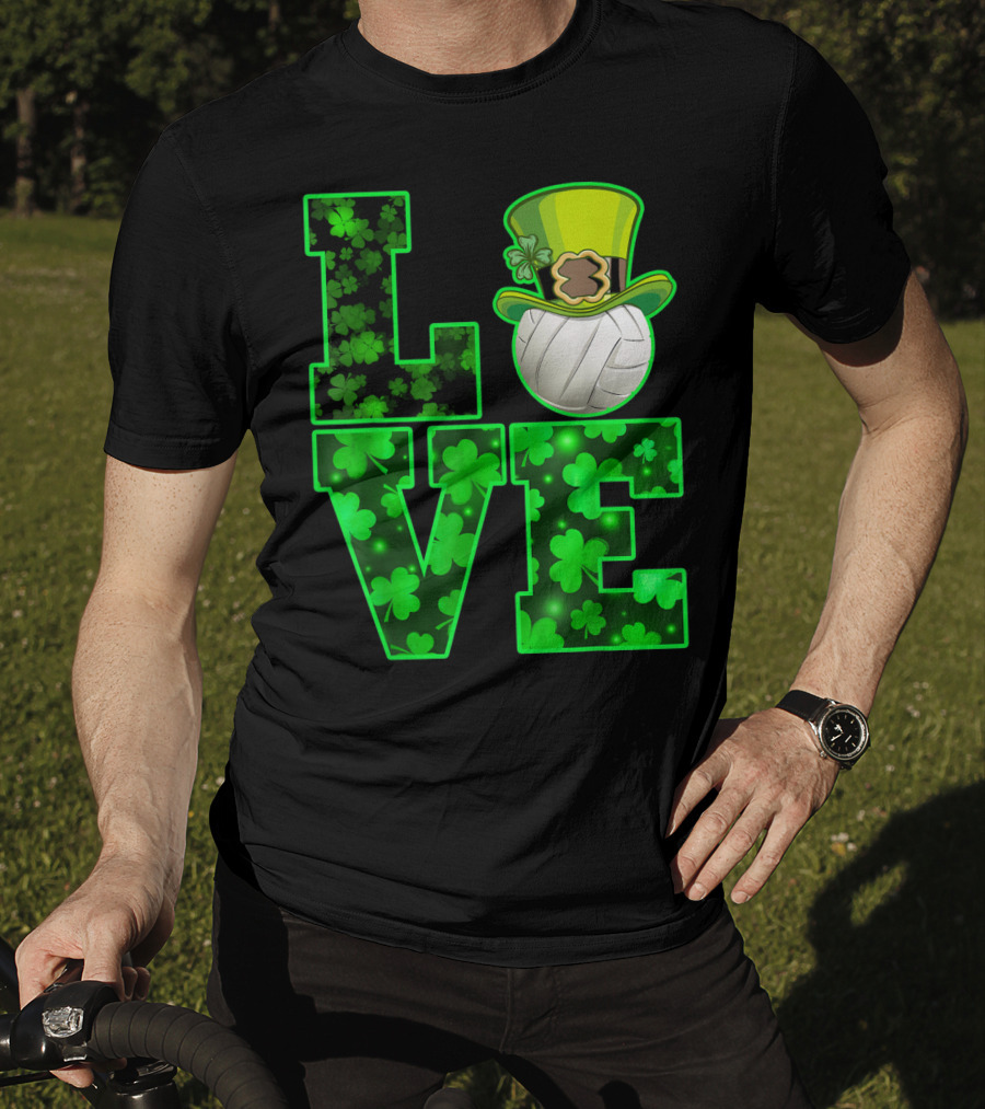 LOVE VOLLEYBALL Shamrock Leprechaun Hat T-Shirt