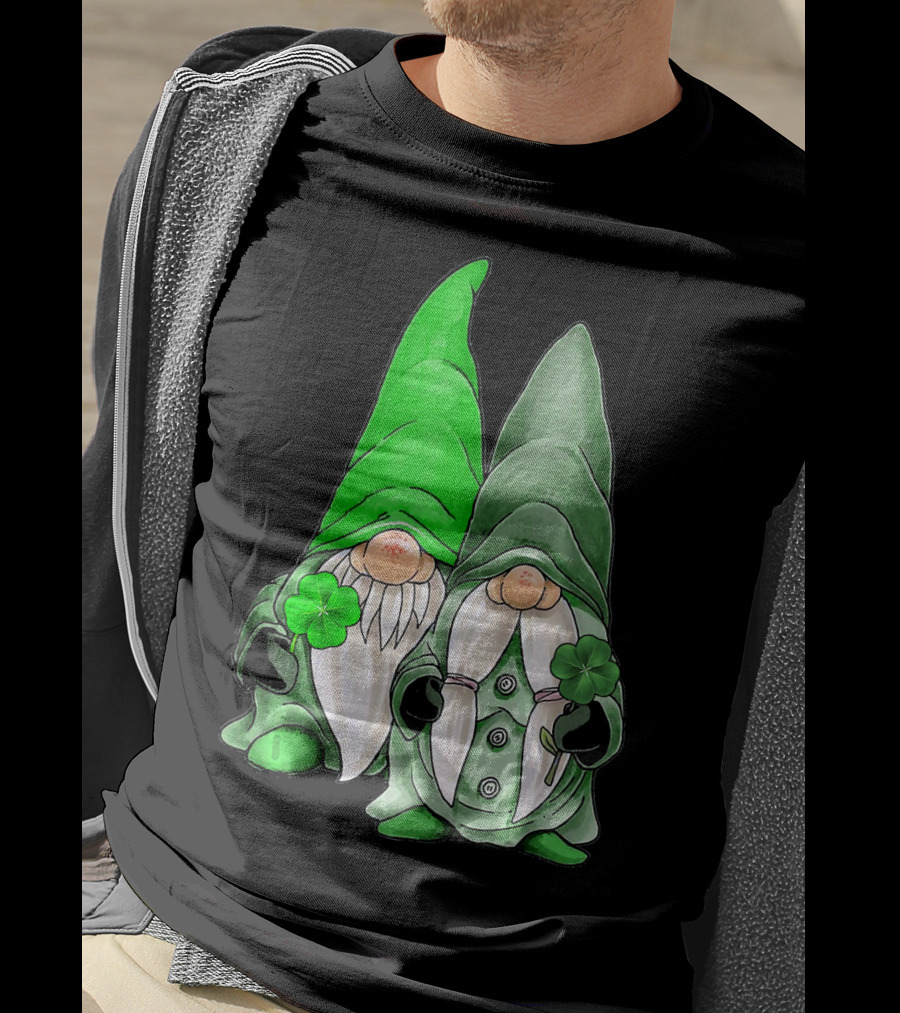 Green Gnomes Tomte Leprechaun Shamrock St. Patrick's Day Duo T-Shirt