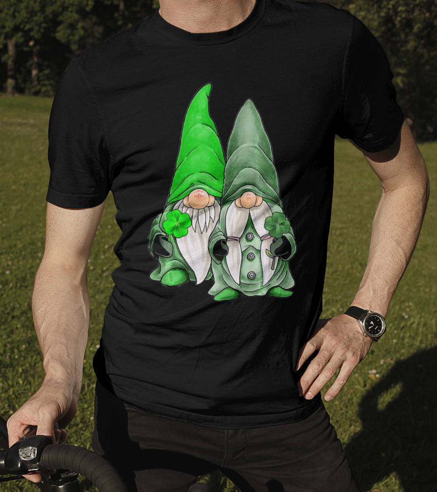Green Gnomes Tomte Leprechaun Shamrock St. Patrick's Day Duo T-Shirt