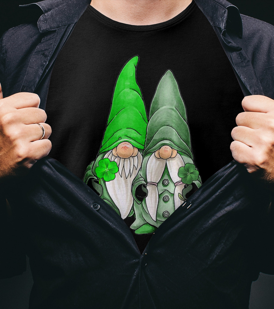 Green Gnomes Tomte Leprechaun Shamrock St. Patrick's Day Duo T-Shirt