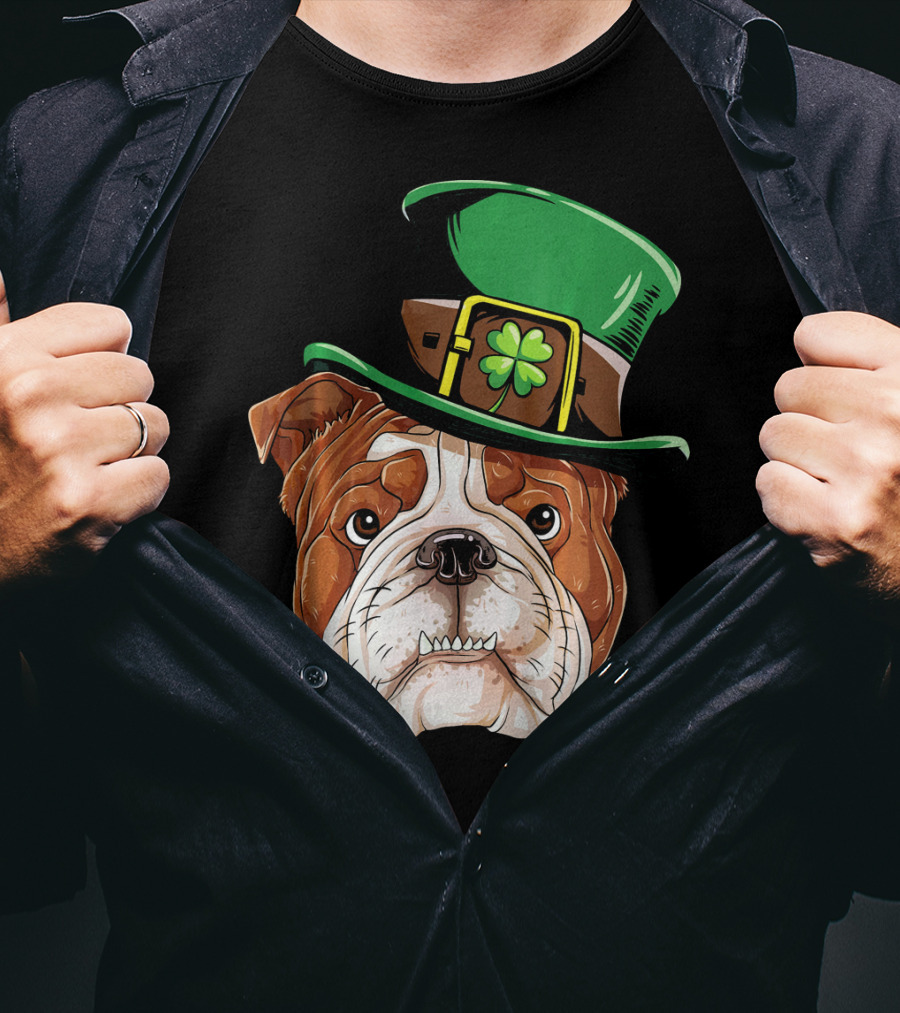 English Bulldog St. Patrick's Day Hat T-Shirt